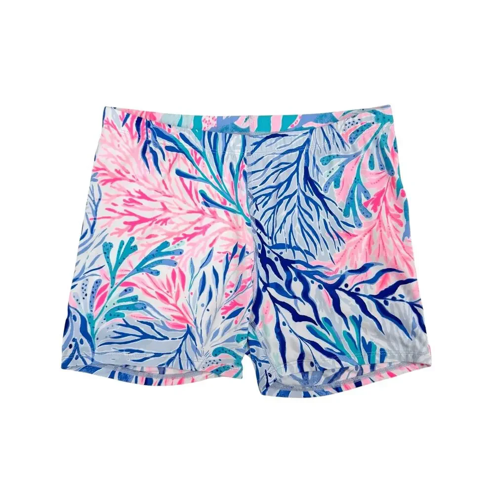 Lilly Pulitzer Pink Blue Coral Print Athletic Shorts